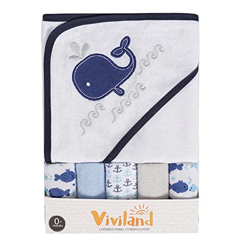 Viviland Toalla y paños de baño con Capucha para bebés, Gran Regalo para bebés y recién Nacidos, Tacto Suave y absorción Fuerte, Paquete de 6