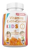 NOVONATUR vitaminas niños C + D + Calcio, en formato gominola o gummies masticables, fortalece el sistema inmunitario, aumenta las defensas y ayuda al crecimiento, masticables sabor a naranja
