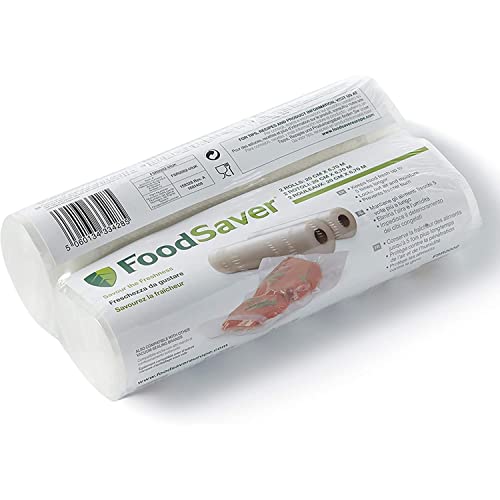 Bolsas de envasado al vacío reutilizables FoodSaver | Para máquinas de sellado al vacío de alimentos FoodSaver | Sin BPA | Dos rollos de bolsas de envasado al vacío (20 cm x 6,7 m)