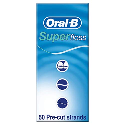 Oral-B Superhilo para frenillos, puentes y espacios amplios, menta, 50 hilos