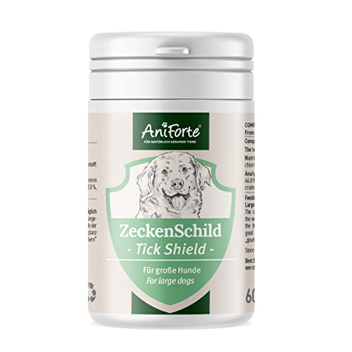 AniForte Tick Shield para Perros (35 a 50 kg) 60 cápsulas. Producto 100% Natural. Complejo de Vitamina B Que Actúa como Escudo Anti-Garrapatas y Parásitos.