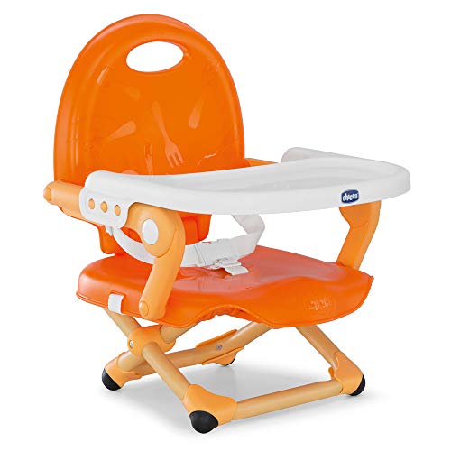 Chicco Pocket Snack - Elevador asiento de silla regulable en 3 alturas para bebés, ligero 2 kg, color naranja (Mandarino)