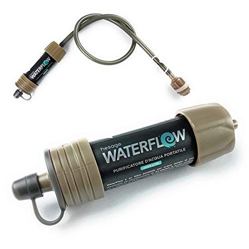 WaterFlow - Sistema de Filtración de Agua Elimina el 99,999999% de las Bacterias para Campamentos y Caminatas - Filtro de Purificación Portátil Compacto y Ligero - Previene la diarrea y la disentería