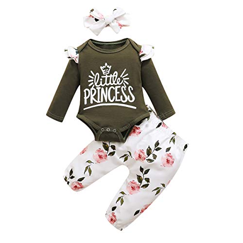 Conjunto de mameluco de manga larga para bebé y niña, con diseño floral