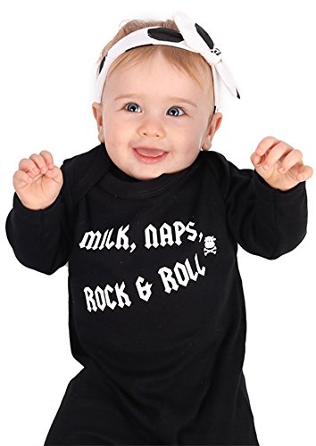 Rock Pijama de bebé para niños o niñas | Nuevo Cool Milk, Naps, Rock & Roll / Mono de – baby shower, ropa de recién nacido o regalo de 1st cumpleaños | Baby Moo's (0-3 meses)
