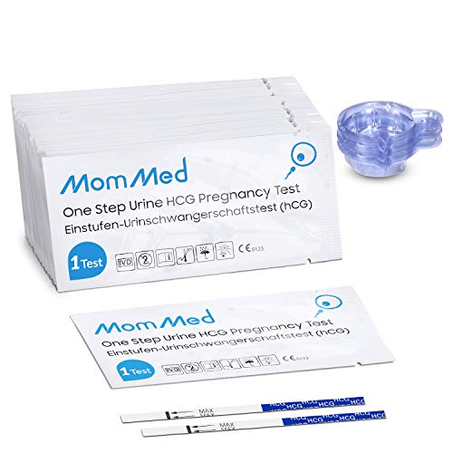 MOMMED Test de Embarazo (HCG30), Tiras de test embarazo con 30 vasos de orina para una detección temprana, resultados rápidos y precisos, test embarazo ultrasensibles para mujeres