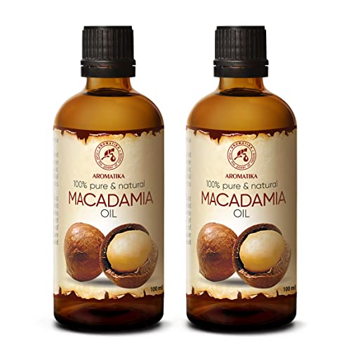 Aceite de Macadamia 200ml - Macadamia Integrifolia - Suráfrica - 100% Puro & Natural 2x100ml - Botella de Vidrio - Cuidado Intensivo para el Rostro - Cuerpo - Cabello - Piel - Masaje - Cosmético