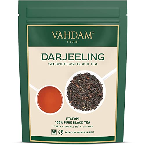VAHDAM, hojas de té negro Darjeeling de Himalaya, 340 gramos (más de 170 tazas), té Darjeeling puro 100% certificado, té de hojas sueltas de grado FTGFOP1, de la India