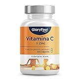 Vitamina C 1000mg + Zinc - 365 Cápsulas Veganas - Apoya el sistema inmunológico y reducen la fatiga - Vitamina C Tamponada con Protección gástrica y pH neutro - Sin aditivos