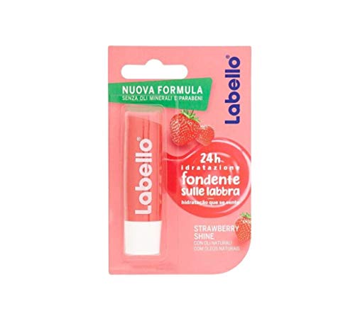 Labello Strawberry Shine - Acondicionador de labios para labios suaves e hidratantes, aroma de fresa