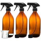 Nomara Organics sin BPA Vaporizador en Botella de Cristal Ámbar 3 x 500 mL. Con Gatillo / Recargable / Baño / Belleza Orgánica / Cocina / Productos de limpieza