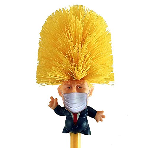 Cepillo Limpiador de la Taza del váter con máscara de Donald Trump, con Soporte y Almacenamiento - Limpiador de la Taza del váter para el baño del hogar - Regalos políticos Divertidos de Mobi Lock