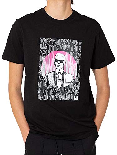 KARL LAGERFELD Camiseta, Hombre, Algodón, Negro, Foto Negro M