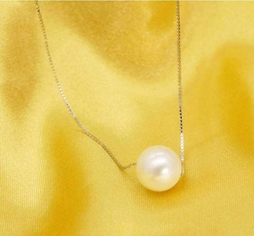 WOZUIMEI Collar de Plata 925 Concha de Perla Sintética Collar Colgante de Perlas Simple Y Moda Cadena de Clavícula Corta Joyería FemeninaPlata 925, 40 cm 8 mm perla