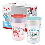 NUK Magic Cup vaso antiderrame bebe | Borde a prueba de derrames de 360° | +8 meses | Sin BPA | 230 ml | Cangrejo (morado) | 2 unidades