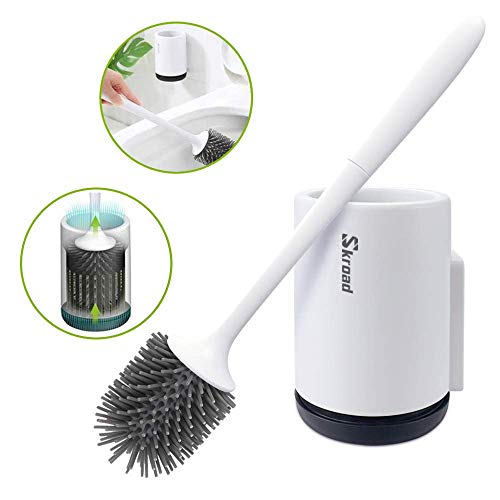 Toilet Brush and Holder, Soft Silicone Bathroom Toilet Cleaning Brush Set Elephant (Wall Mounted-2pack)