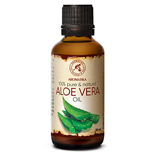 Aceite de Aloe Vera 50ml - Aloe Barbadensis - Brasil - 100% Puro y Natural - Botella de Cristal - Cuidado Intensivo para el Rostro - Cuerpo - Cabello - Masaje - Cosmético para el Cuidado Corporal