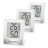 ThermoPro TP49 3 Piezas Mini Termómetro Higrómetro Digital Termohigrómetro de Interior Medidor de Temperatura y Humedad para Medir Ambiente del Hogar
