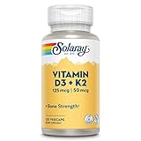 SOLARAY Vitamin D3 + K2 | Vegcaps Es 200 G, Sin Sabor, One size, Vanilla, 120 Unidad