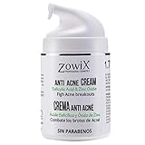 ZOWIX Crema Facial Natural Antiacne, Reduce Espinillas y Granos. Tratamiento Facial Natural con A. Salicílico y Oxido de Zinc, Crema Acne Juvenil y Adulto, 50 ml