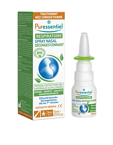Puressentiel - Respiratorio - Spray Nasal Decongestionante con AE BIO - Ayuda a combatir los síntomas del resfriado, la sinusitis, la rinofaringitis y/o la rinitis alérgica - 15ml