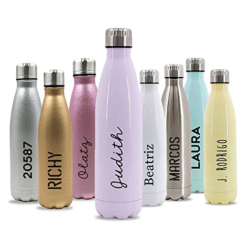 Getsingular Botellas de Agua de Acero Inoxidable Personalizadas con Tu Nombre | Botellas térmicas de Doble Capa | Libre de BPA | Bebidas frías 24h y Calientes 12h | 350 ml / 500 ml / 750 ml