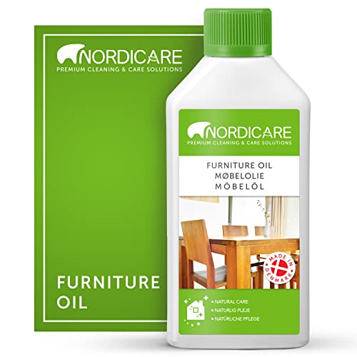 Nordicare Aceite para muebles [500ml] Aceite incoloro para madera para el cuidado de roble, haya, nogal, pino. Esmalte para madera a base de aceite de linaza. Barniz de aceite de linaza