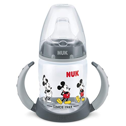 NUK Disney Mickey Mouse First Choice - Botella para aprender a beber, sin BPA, a partir de 6 meses, 150 ml, color gris