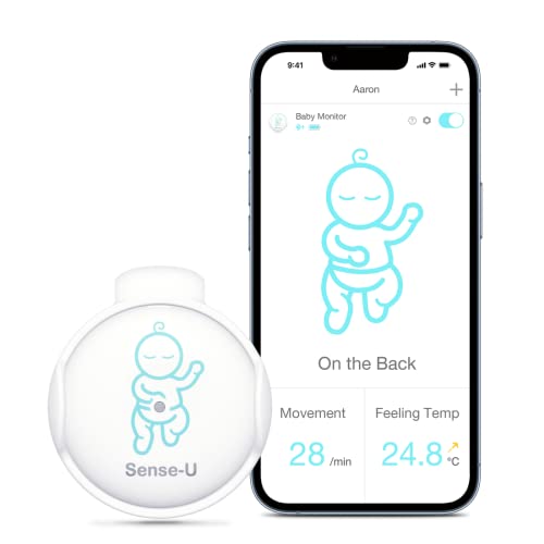 Sense-U Monitor de Movimiento para Bebés: Rastrea el Movimiento de su bebé, la Temperatura Ambiente y la posición de Dormir para la Seguridad del bebé con alarmas de Audio en Smartphones
