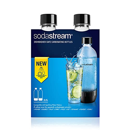 Sodastream – Juego de 2 botellas de gasificación, clásicas, compatibles con lavavajillas – Modelo grande, 1 L – Material: Tritan, sin BPA
