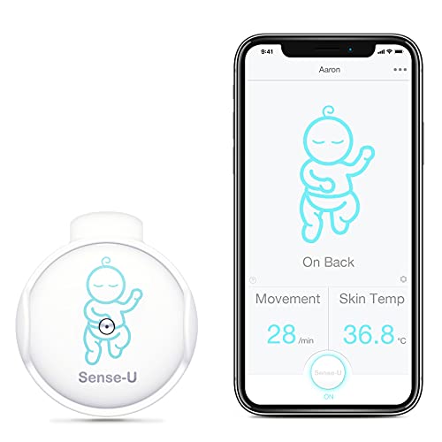 Monitor de bebé Sense-U con sensores de Temperatura de Movimiento de Movimiento: Seguimiento de la Movimiento Abdominal del bebé, el Giro y la Temperatura de la Piel con un Nuevo diseño de Cierre