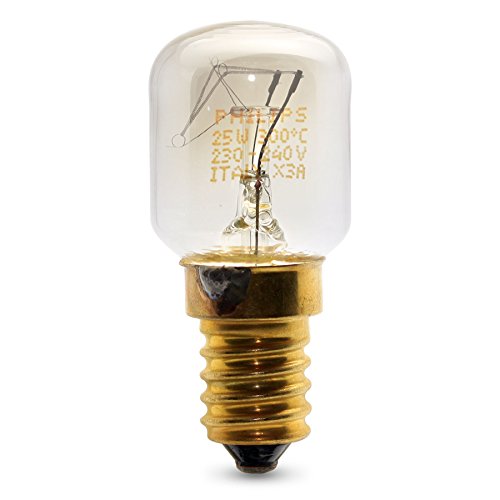 Juego de 3 bombillas Philips pequeñas de 25 W SES con rosca E14 para microondas u hornos de menos de 300 ºC.