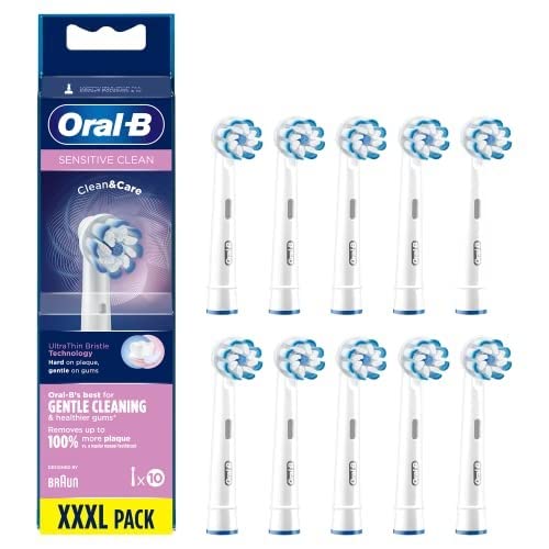 Oral-B Sensitive Clean Recambios Cepillo de Dientes Eléctrico, Pack de 10 Cabezales, Protección Encías - Originales