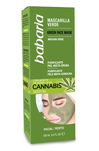 Babaria Cannabis Mascarilla Verde Facial Piel Mixta/grasa, Blanco, 100 Mililitro