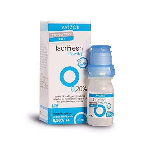 Avizor Lacrifresh Ocu-Dry 0.20%. Frasco de 10ml de gotas oculares para aliviar los síntomas de la irritación ocular.