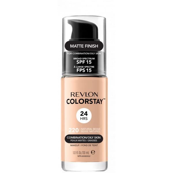 Revlon ColorStay Base de Maquillaje piel mixta/grasa FPS15 30ml, #220 Natural Beige