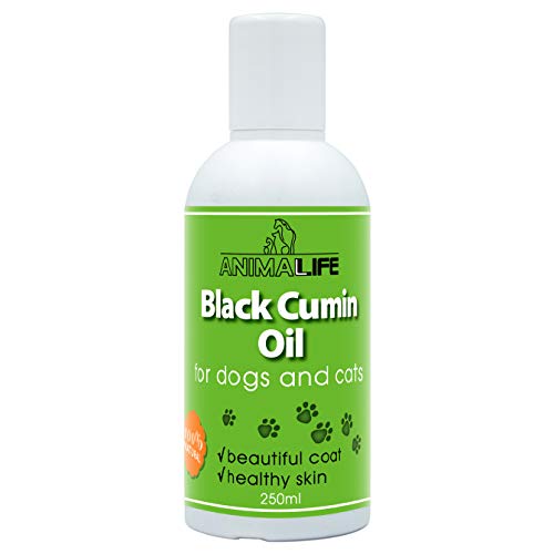 Aceite Comino Negro 250ml para Perros & Gatos - 100% Natural Aceite Prensado en Frío - Vitaminas - Minerales - Omega 3 6 9 - Ayuda Contra las Garrapatas y las Pulgas - Black Cumin Oil