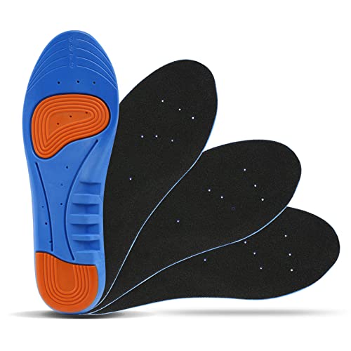 LIHAO 2 Pares de Plantillas Zapatos Unisex Plantillas Gel Deportivas(Azul y Naranja)(EU38-42)