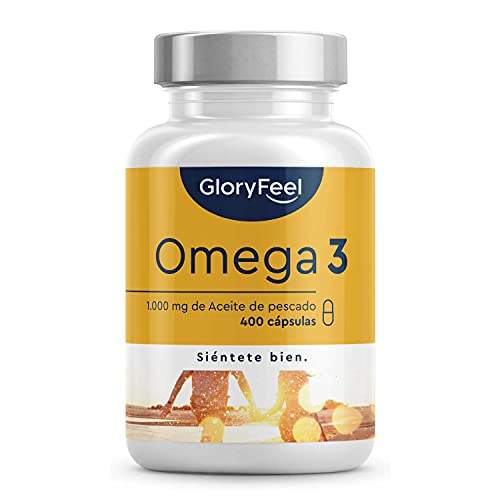Omega 3 Aceite de Pescado - 400 Cápsulas de Omega 3 (Suministro para 13 meses) - 1000mg por Cápsula - Con ácidos grasos Omega-3 EPA y DHA - Omega3 fish oil