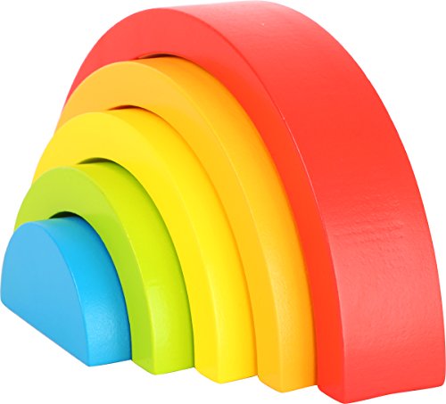 Small Foot 10585 Baby Motor Skills Juguetes Rainbow con Cinco Colores y Formas Diferentes, Juego de Agarre Ideal para los Primeros Meses