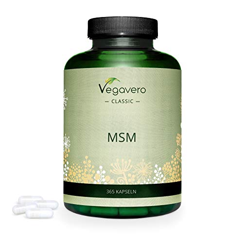 MSM Cápsulas Vegavero | 99,9% Puro | 365 Cápsulas | Dosis Diaria: 2000 mg | Sin Aditivos | Metilsulfonilmetano | Testado en Laboratorio | Antiinflamatorio Natural + Articulaciones
