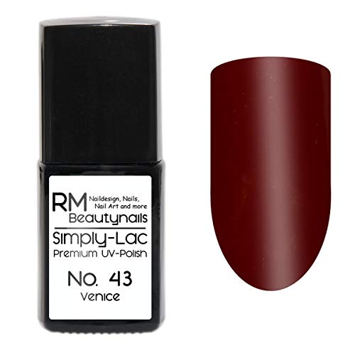 Simply-Lac 43 Venice - Esmalte de uñas UV (10 ml), color rojo oscuro