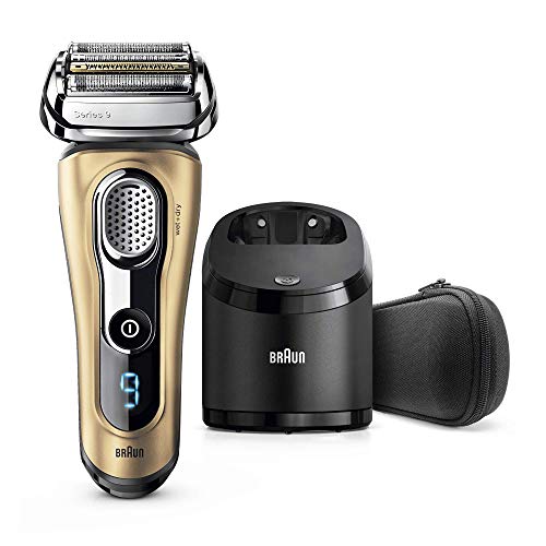 Braun Series 9 9299 cc - Afeitadora eléctrica hombre Wet&Dry, afeitadora barba con estación de limpieza y carga Clean&Charge, regalo, oro