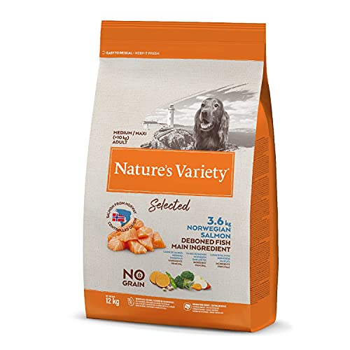 Nature's Variety Selected - Pienso para perros adultos con salmón noruego sin espinas, 12 kg