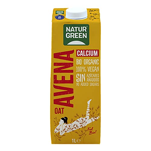 NaturGreen - Avena Calcium Bio, Bebida de Avena Ecológica, Bebida Vegetal, Ingredientes de Agricultura Ecológica, Contiene 1 L