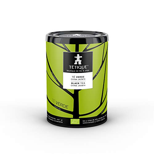 TÉTIQUE Té Verde Jazmín orgánico con certificado BIO, 17 bolsitas de tés biodegradables