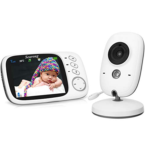 Searong Vigilabebés Inalambrico Bebé Monitor con cámara 3.2' LCD visión nocturna Wireless Baby Monitor, sensor de temperatura