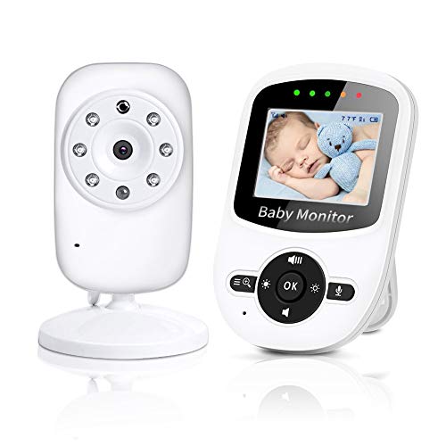 Vigilabebés con Cámara Inalámbrico Monitor de Bebé Inteligente con Pantalla LCD Visión Nocturna Comunicación Bidireccional