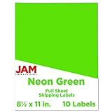 JAM PAPER Etiquetas de Dirección para Envío - Etiquetas de Envío de Página Completa - 215,9 x 279,4 mm - Verde Neón- Paquete de 10 Folios