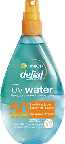 Garnier Delial UV Water Spray Protector Solar Transparente, Muy Alta Protección para Cuerpo y Rostro IP50 - 150 ml